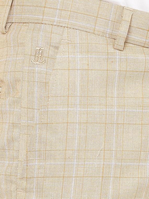 beige checkered flat front formal trouser - 16950829 - Zoom Image - 5