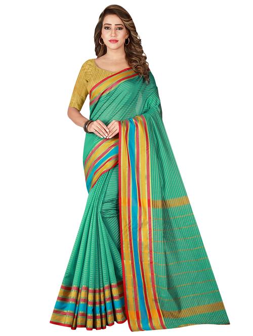 striped woven saree with blouse - 16950832 - Standard Image - 1