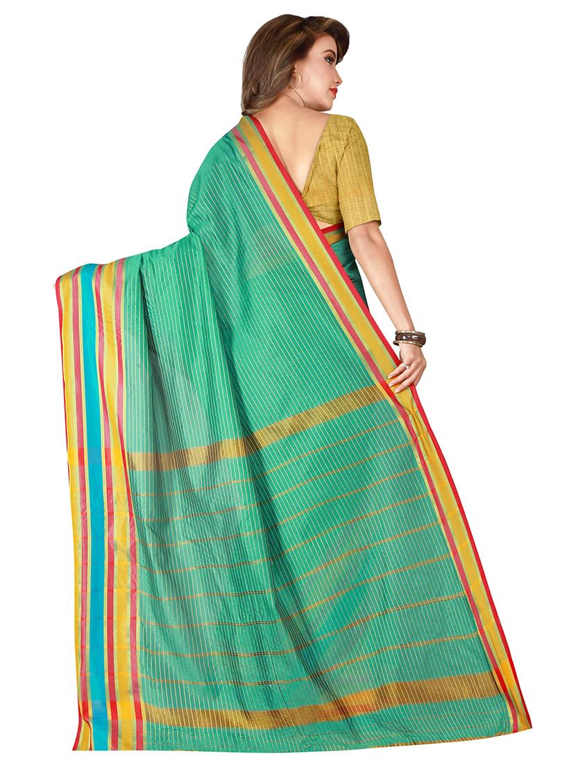 striped woven saree with blouse - 16950832 - Zoom Image - 2