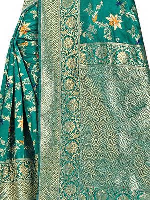 floral banarasi saree with blouse - 16950853 - Standard Image - 4