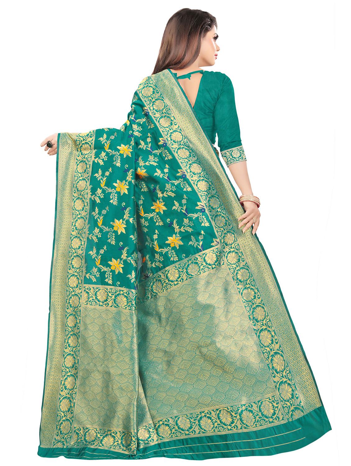 floral banarasi saree with blouse - 16950853 - Zoom Image - 2