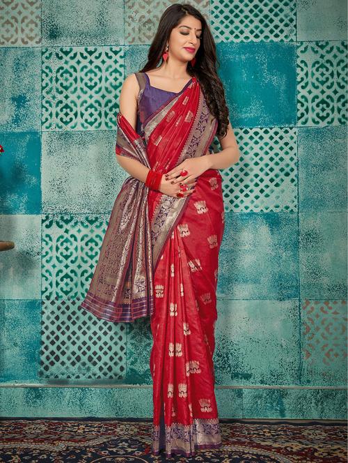 bordered banarasi saree with blouse - 16950891 - Standard Image - 1