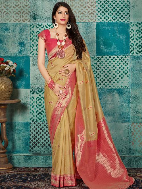 bordered banarasi saree with blouse - 16950892 - Standard Image - 1