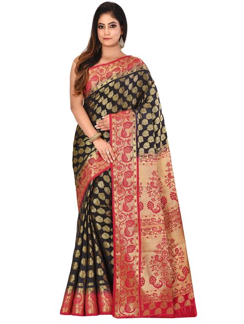 self design kanjivaram saree with blouse - 16951111 - Standard Image - 1