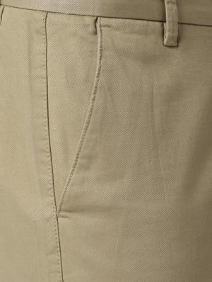 beige solid flat front casual trouser - 16952088 - Standard Image - 5