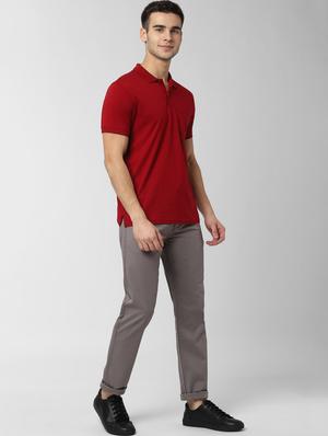 grey solid flat front casual trouser - 16952089 - Standard Image - 4