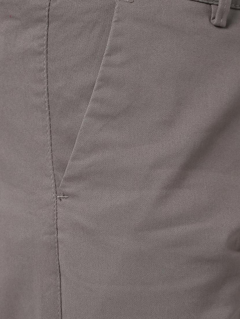 grey solid flat front casual trouser - 16952089 - Zoom Image - 5
