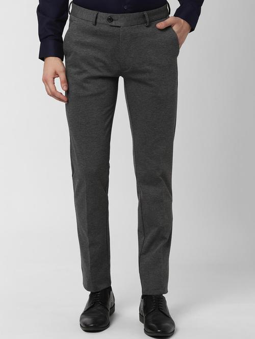 grey solid flat front formal trouser - 16952115 - Standard Image - 1