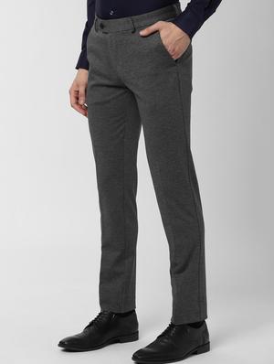grey solid flat front formal trouser - 16952115 - Standard Image - 2