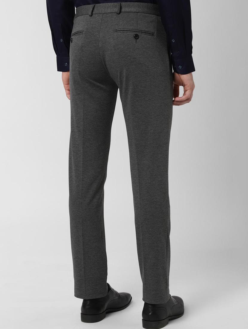 grey solid flat front formal trouser - 16952115 - Zoom Image - 3