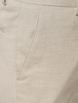 beige solid flat front formal trouser - 16952116 - Standard Image - 5