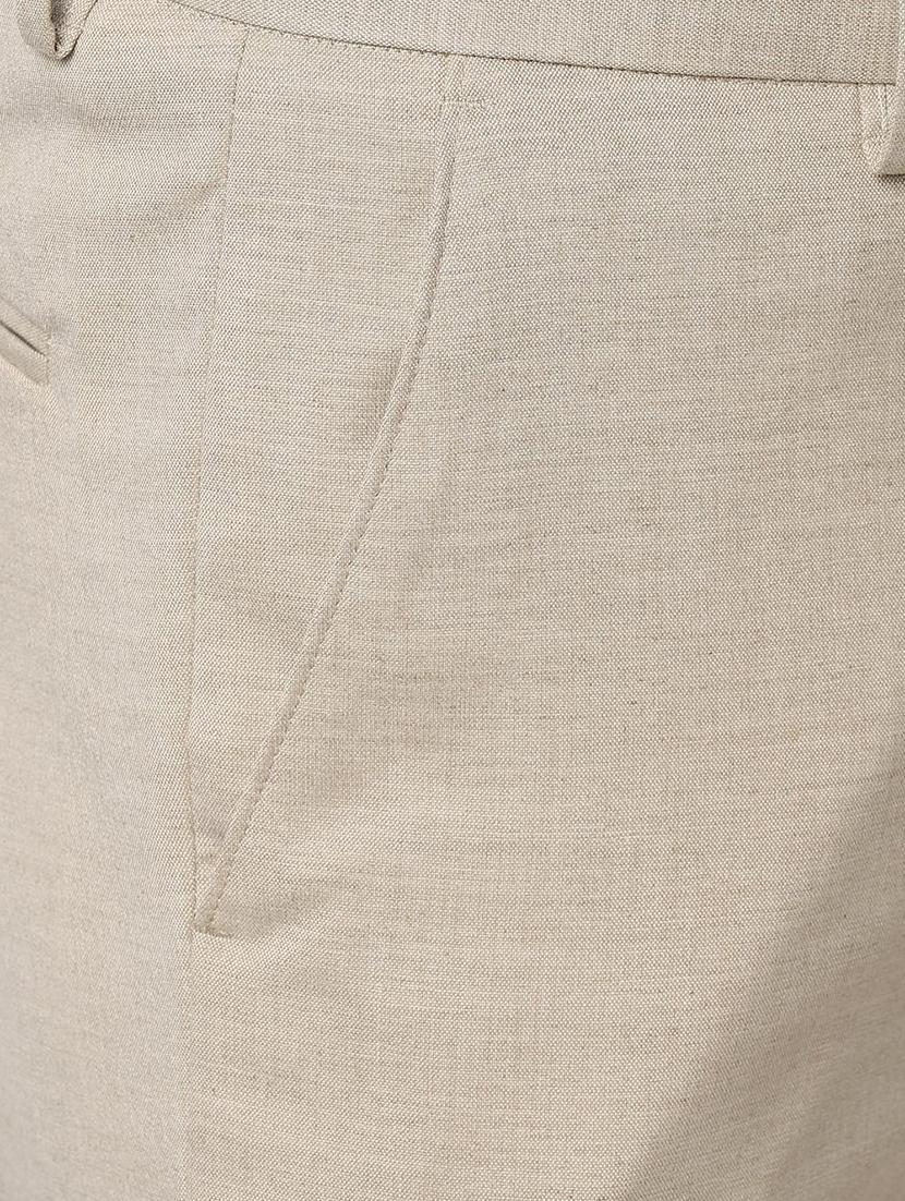 beige solid flat front formal trouser - 16952116 - Zoom Image - 5