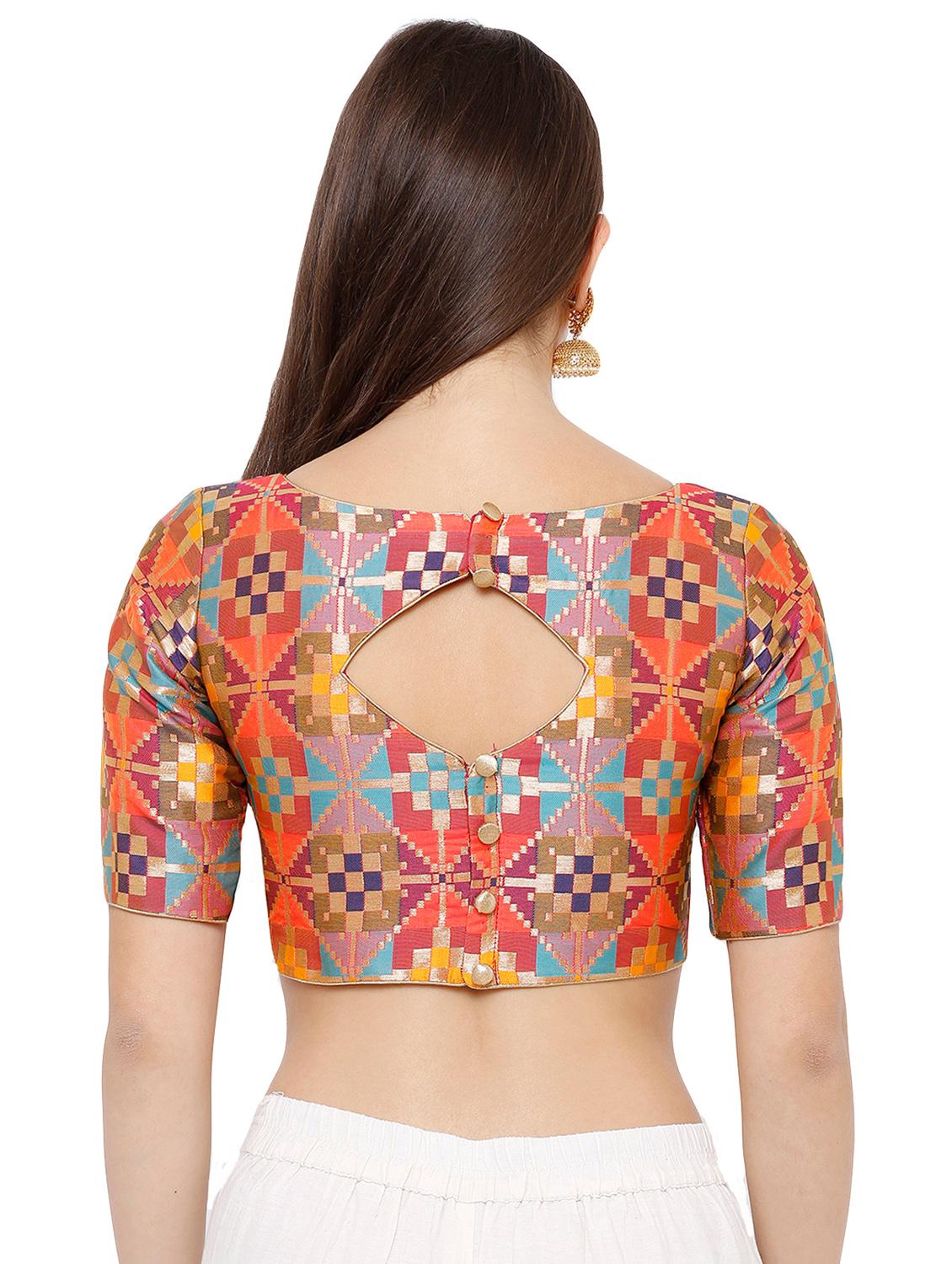 self design embroidered blouse - 16952138 - Zoom Image - 3