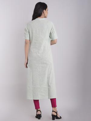 embroidered a-line kurta - 16952151 - Standard Image - 3