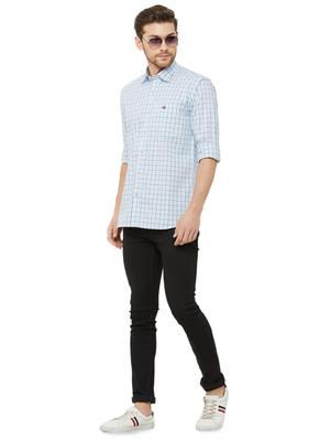 light blue checkered casual shirt - 16952167 - Standard Image - 4