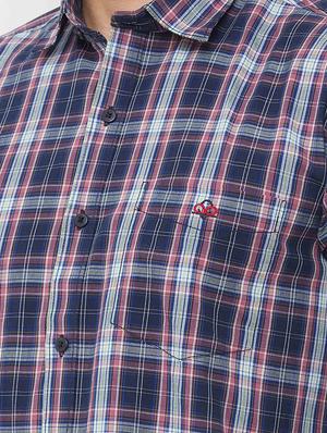 navy blue checkered casual shirt - 16952169 - Standard Image - 5