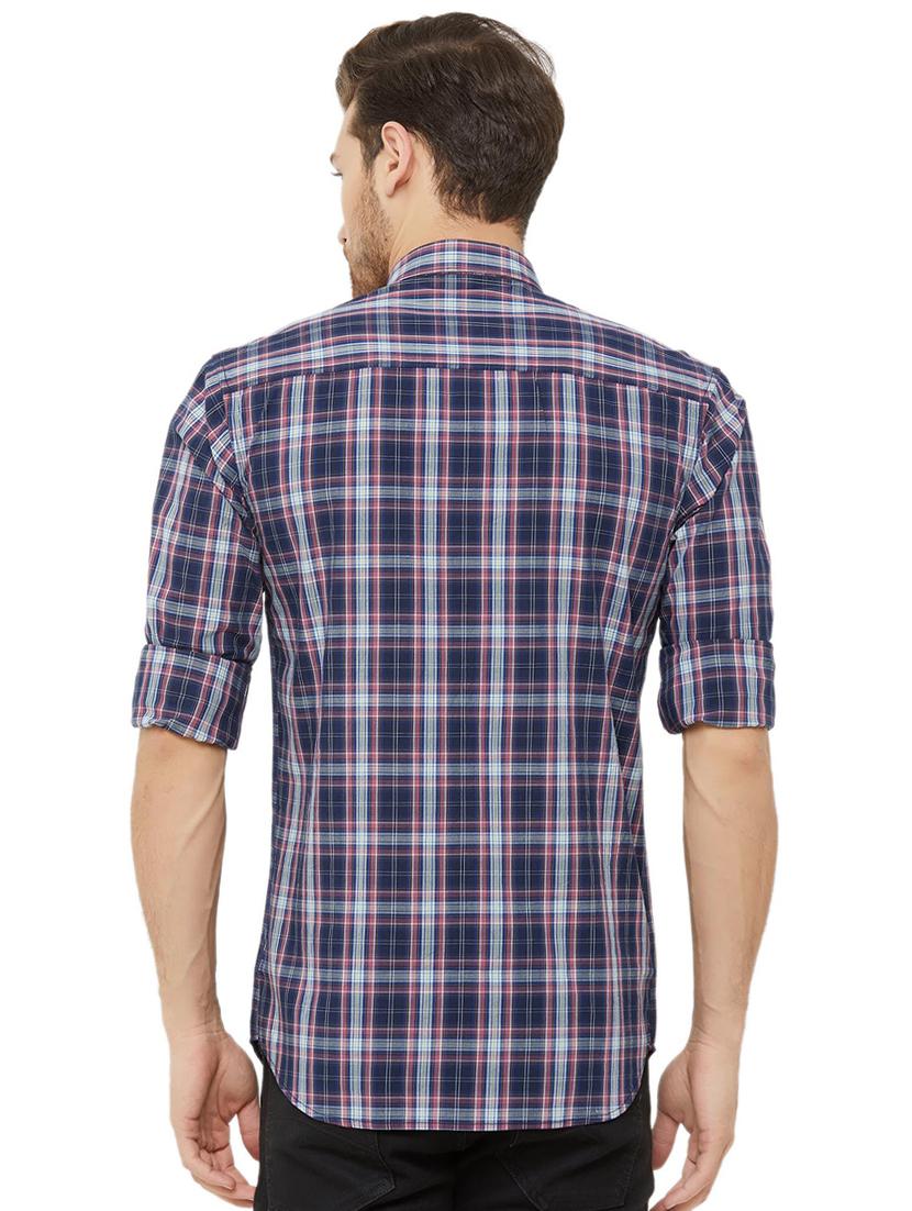 navy blue checkered casual shirt - 16952169 - Zoom Image - 3