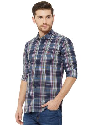 blue checkered casual shirt - 16952171 - Standard Image - 2