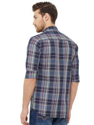 blue checkered casual shirt - 16952171 - Standard Image - 3