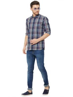 blue checkered casual shirt - 16952171 - Standard Image - 4