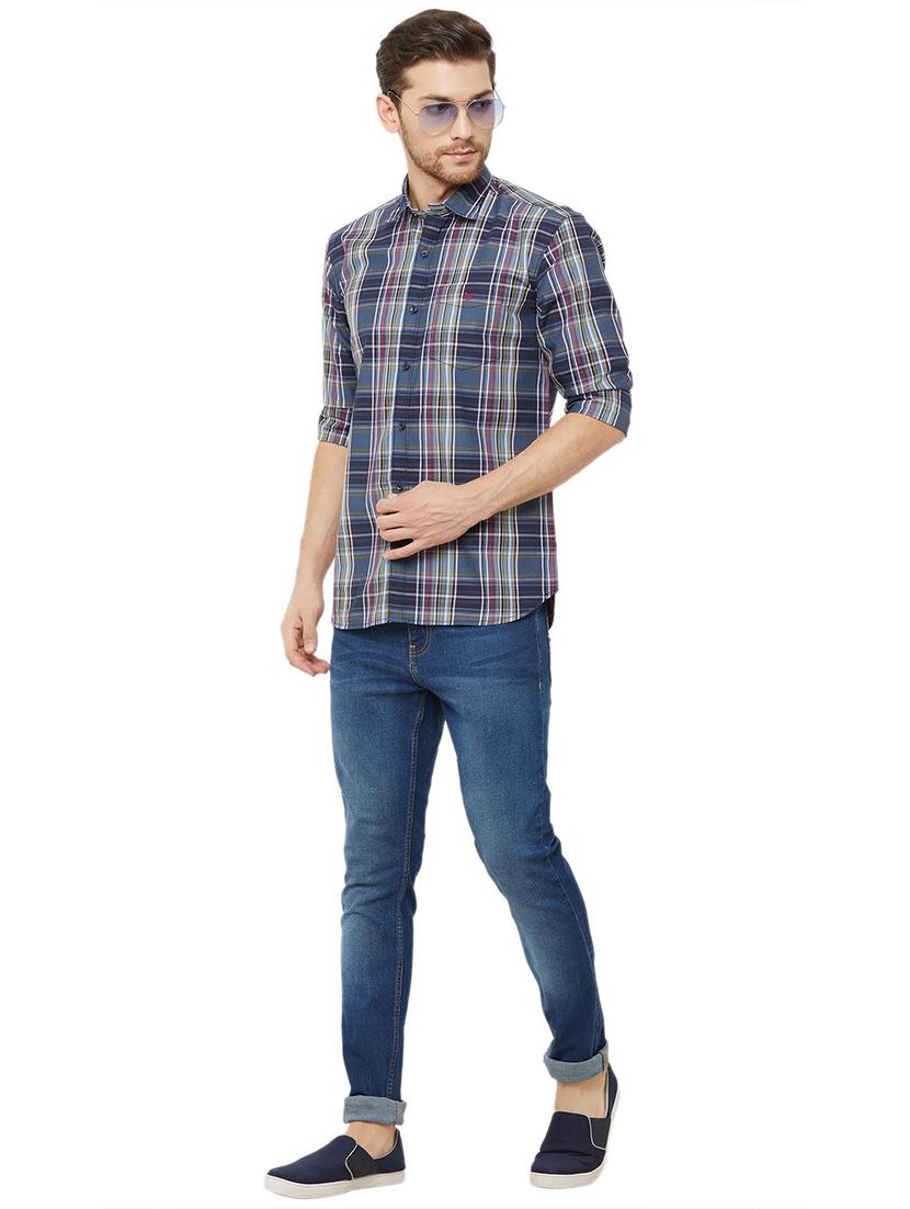 blue checkered casual shirt - 16952171 - Zoom Image - 4