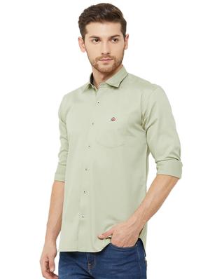 green solid casual shirt - 16952188 - Standard Image - 2