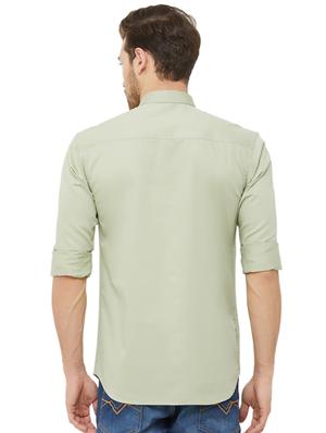 green solid casual shirt - 16952188 - Standard Image - 3