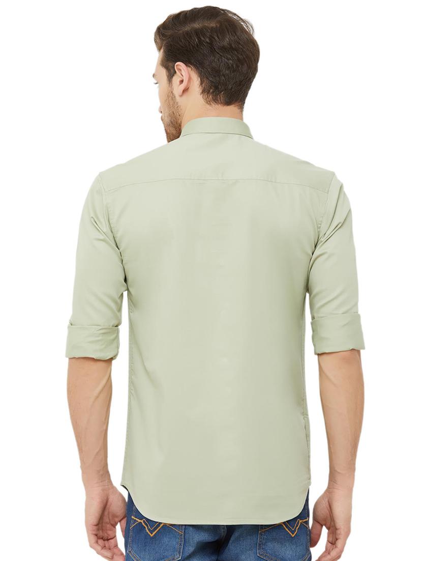 green solid casual shirt - 16952188 - Zoom Image - 3