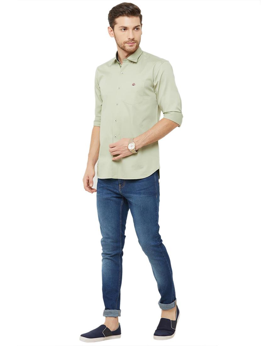 green solid casual shirt - 16952188 - Zoom Image - 4