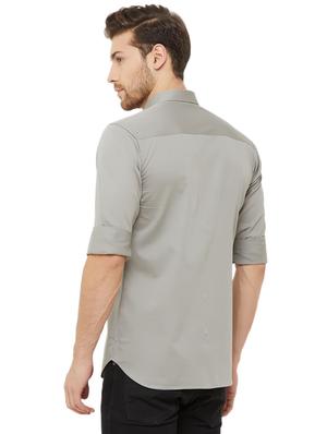 grey solid casual shirt - 16952189 - Standard Image - 3