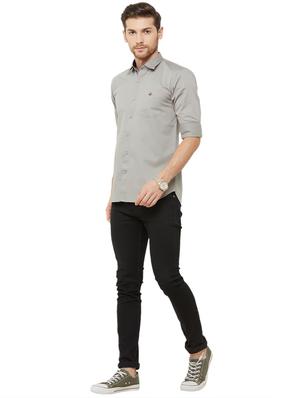 grey solid casual shirt - 16952189 - Standard Image - 4