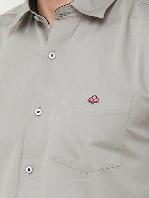grey solid casual shirt - 16952189 - Standard Image - 5