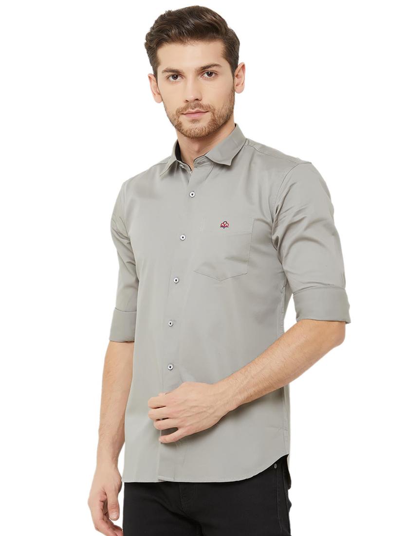 grey solid casual shirt - 16952189 - Zoom Image - 2