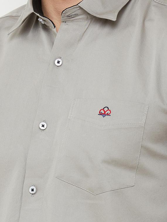 grey solid casual shirt - 16952189 - Zoom Image - 5