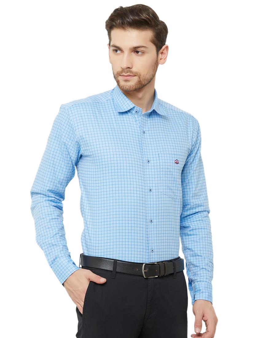 light blue checkered formal shirt - 16952191 - Zoom Image - 2