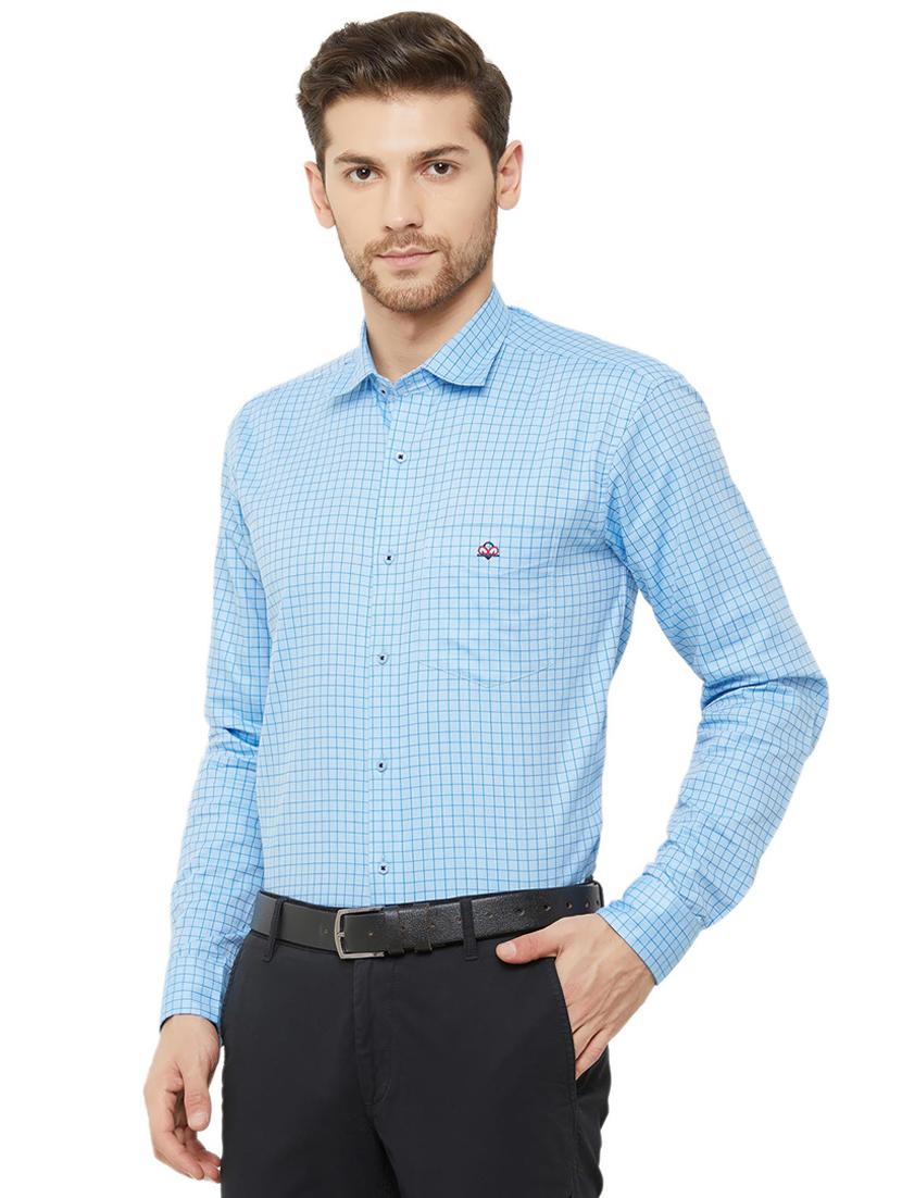 light blue checkered formal shirt - 16952191 - Zoom Image - 3