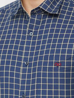 blue checkered formal shirt - 16952193 - Standard Image - 5