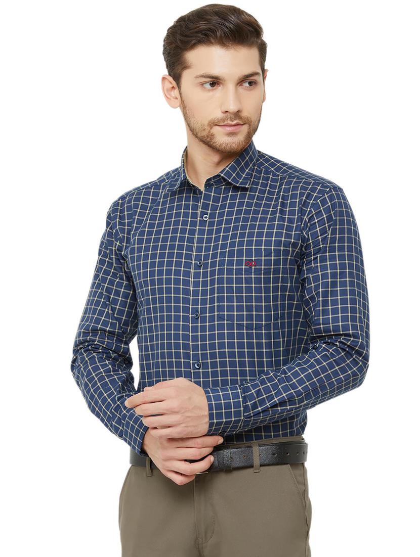blue checkered formal shirt - 16952193 - Zoom Image - 2