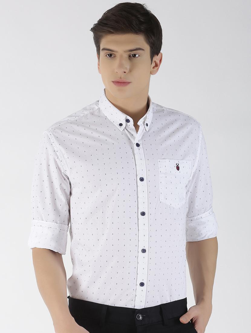 white printed casual shirt - 16952221 - Zoom Image - 1
