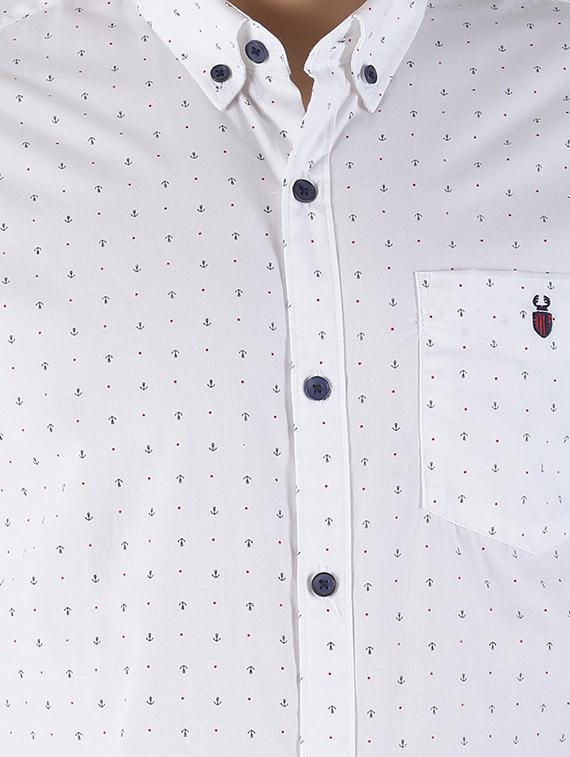 white printed casual shirt - 16952221 - Zoom Image - 5