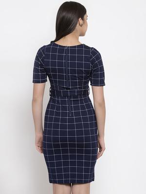 tie front grid pattern bodycon dress - 16952292 - Standard Image - 3