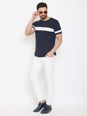 navy blue taped t-shirt - 16952401 - Standard Image - 4
