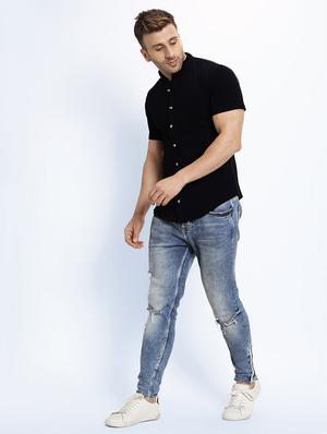 black solid casual shirt - 16952423 - Standard Image - 3