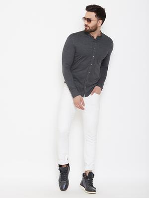 grey solid casual shirt - 16952426 - Standard Image - 4