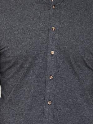 grey solid casual shirt - 16952426 - Standard Image - 5