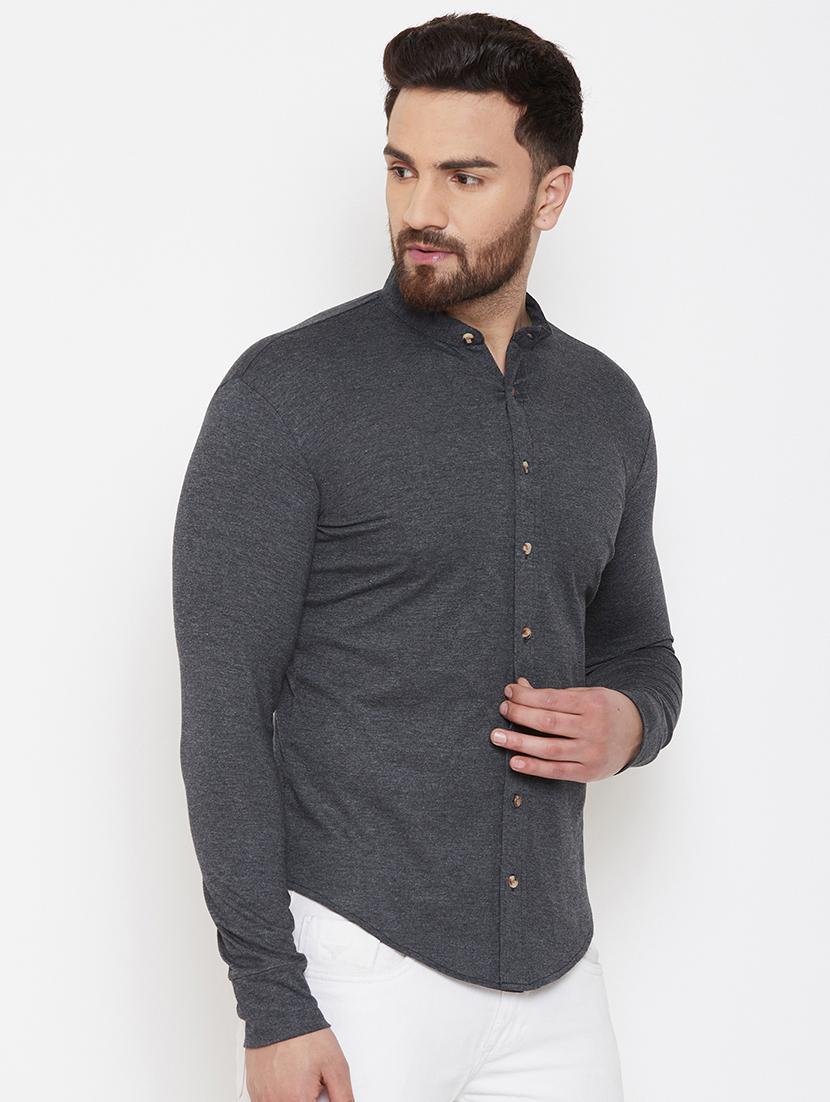 grey solid casual shirt - 16952426 - Zoom Image - 2