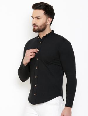 black solid casual shirt - 16952427 - Standard Image - 2