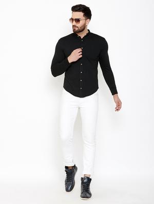 black solid casual shirt - 16952427 - Standard Image - 4