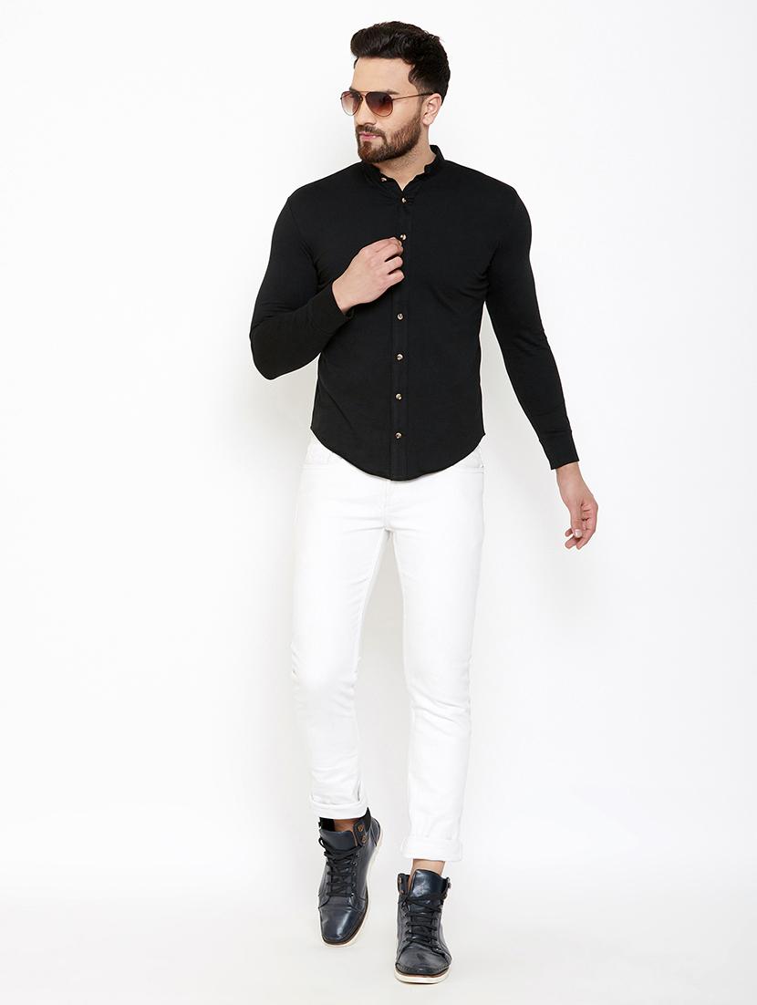 black solid casual shirt - 16952427 - Zoom Image - 4