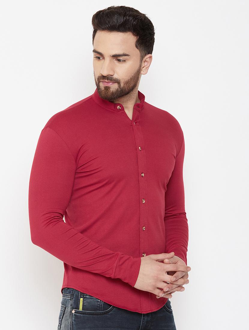 red solid casual shirt - 16952428 - Zoom Image - 2